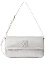 Off-white Jitney Shoulder 0.7 Strass Shoulder Bag In Silver