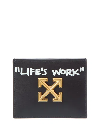 Off-white Jitney Simple Leather Card Holder In Black