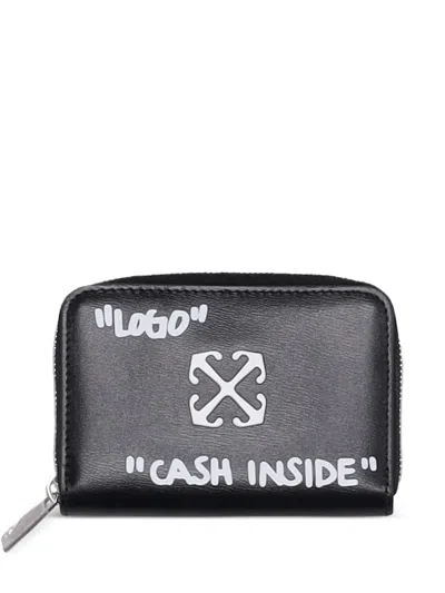 Off-white Jitney Zip Coin Purse In Gray