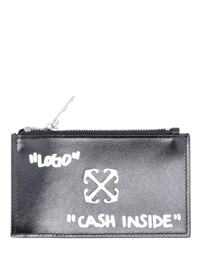 Off-white Off White Jitney Zipped Card Case Quote Black Wh