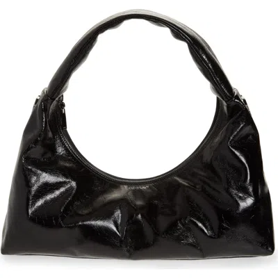 Off-white Jumbo Arcade Leather Hobo Bag In Black