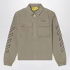 Off-white Kaki Zip-up Jacket In Cotton In Green