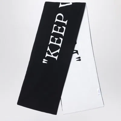 Off-white Off White™ Keep Warm Black/white Wool Scarf In 黑色的