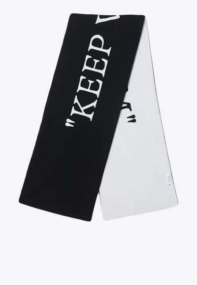 Off-white Keep Warm Reversible Wool Scarf In Black