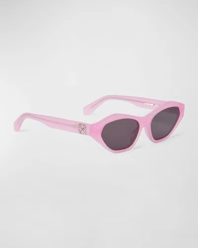 Off-white Kent Acetate Cat-eye Sunglasses In 3007 Pink Dark Grey