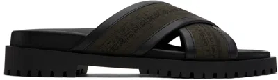 OFF-WHITE KHAKI & BLACK CHICAGO CRISSCROSS SANDALS