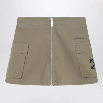 OFF-WHITE KHAKI COTTON ZIP SKIRT