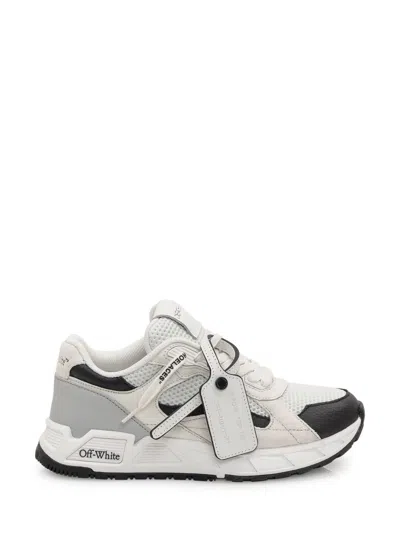 Off-white Mens White/blk Kick Off Tag-embellished Leather Low-top Trainers Eur 40 / 7 Uk In Multi