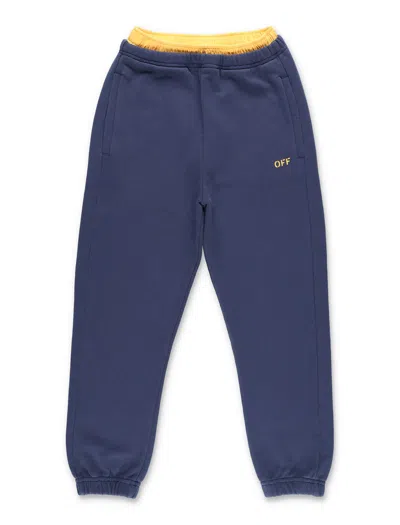 Off-white Kids' Boy's Off Stamp Two-tone Sweatpants In Blue