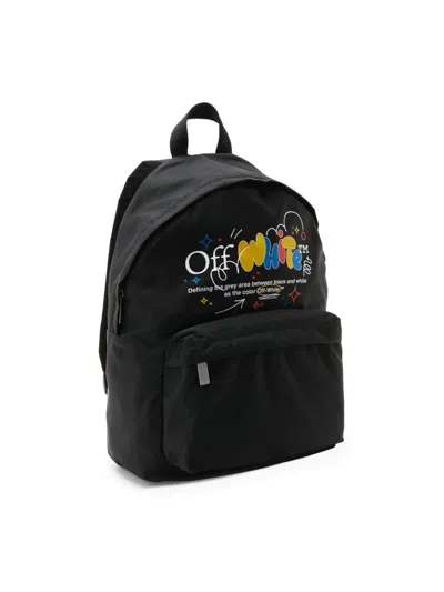 Off-white Kids' Funny Zipped Backpack In Black Multi