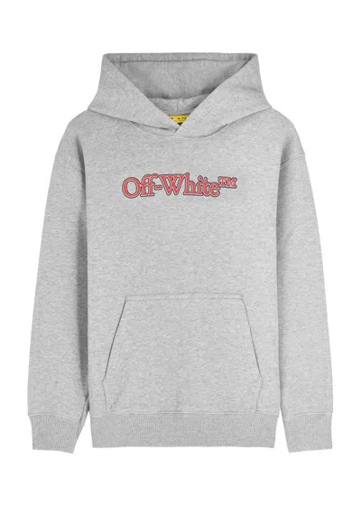 Off-white Kids Big Bookish Hooded Cotton Sweatshirt (6-12 Years) In Grey