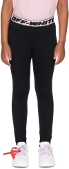 Off-white Kids Black Band Leggings In Black Black