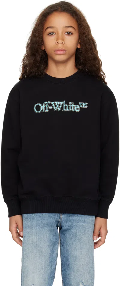 Off-white Kids Black Big Bookish Sweatshirt In Black - Light Blue