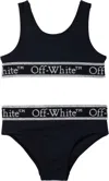 Off-white Kids Logo-band Sleeveless Bikini Set In Black