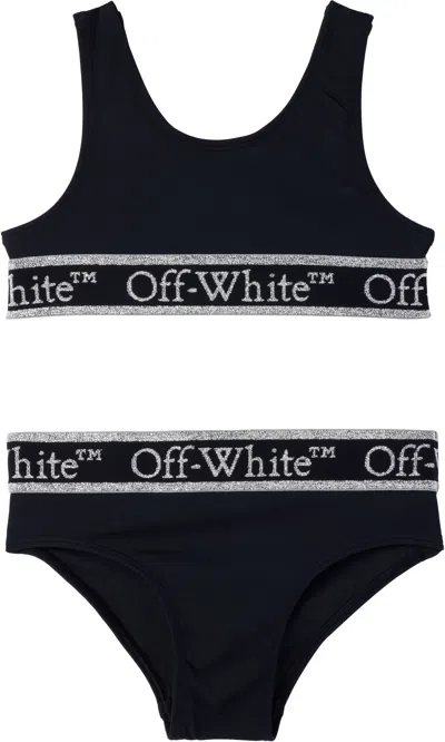 OFF-WHITE KIDS BLACK BOOKISH LOGO BAND BIKINI