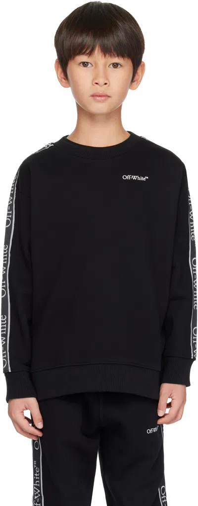 Off-white Kids Black Bookish Logo Band Sweatshirt In Black - White