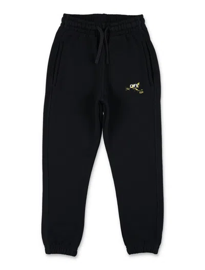 OFF-WHITE OFF-WHITE KIDS BLACK LOGO JOGGING PANTS