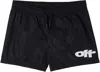 Off-white Kids Black Off Split Swim Shorts In Black