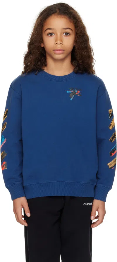 Off-white Kids Blue Paint Arrow Sweatshirt In Blue - Black