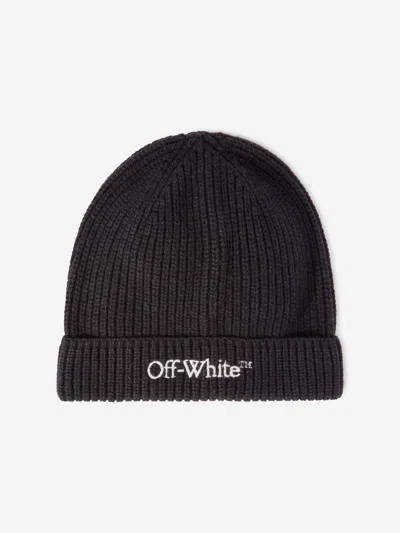 Off-white Kids Bookish Beanie Hat In Black