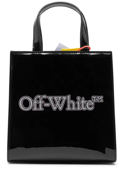 Off-white Kids Bookish Faux Leather Top Handle Bag In Black