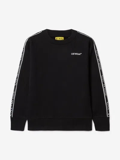 Off-white Kids Bookish Logo Band Sweatshirt In Black