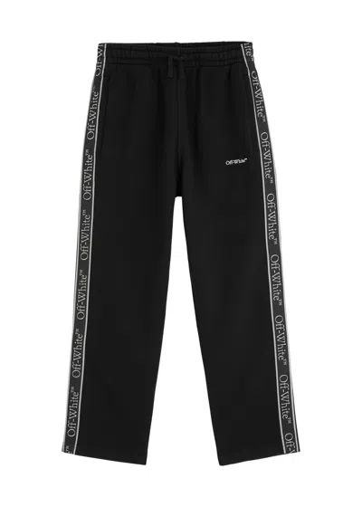 Off-white Kids Bookish Logo Cotton Sweatpants (13 Years) In Black