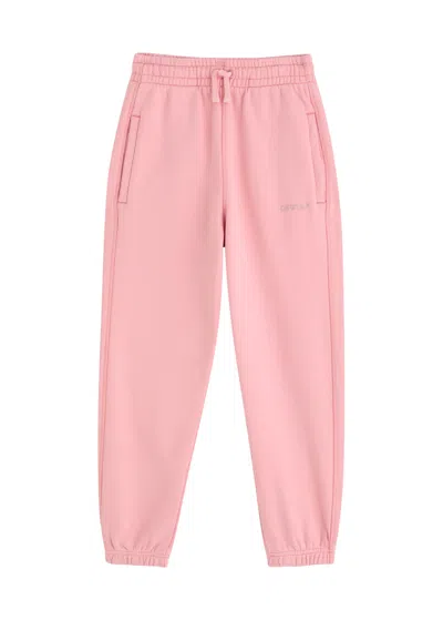 Off-white Kids Bookish Logo Cotton Sweatpants In Pink