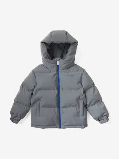 Off-white Kids Bookish Puffer Jacket In Grey