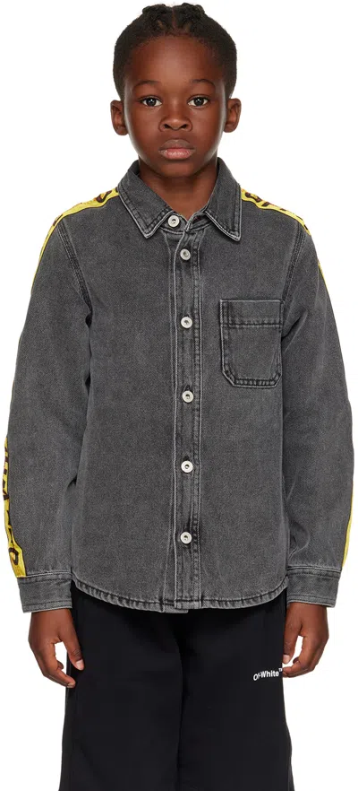 Off-white Kids Gray Industrial Denim Shirt In Grey Ye