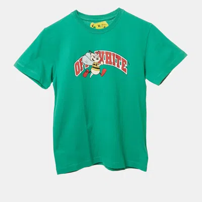 Pre-owned Off-white Kids Green Printed Cotton Crew Neck T-shirt 10 Yrs