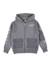 Off-white Kids Grey Zip Hoodie With Pockets In Gray