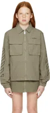 Off-white Kids Khaki Bookish Diag Field Jacket In Kaki - Black
