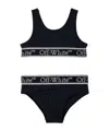 Off-white Kids Logo-band Sleeveless Bikini Set In Black