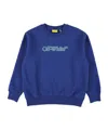 Off-white Kids Logo Printed Crewneck Sweatshirt In Blue