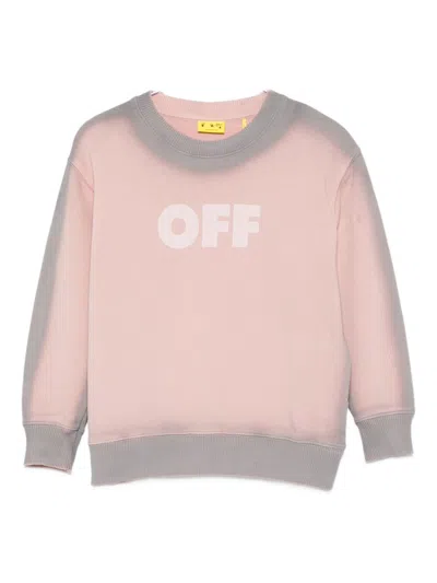 Off-white Off White Kids Long-sleeved Crewneck Sweatshirt In Pink
