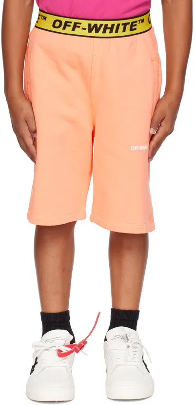 Off-white Logo-waistband Jersey Shorts In Melon Yellow