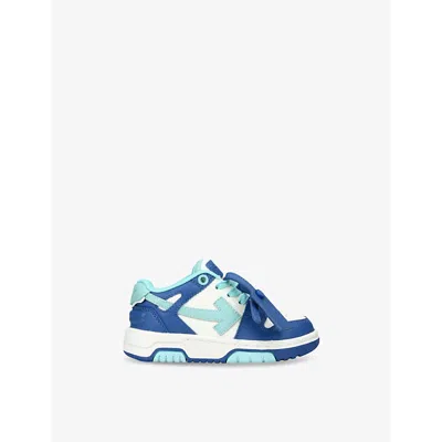 Off-white Turquoise Kids' Out Of Office Colour-block Leather Low-top Trainers Eur 26 / 8.5 Uk