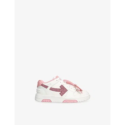 Off-white Pink Comb Kids' Out Of Office Leather Low-top Trainers Eur 38 / 5 Uk