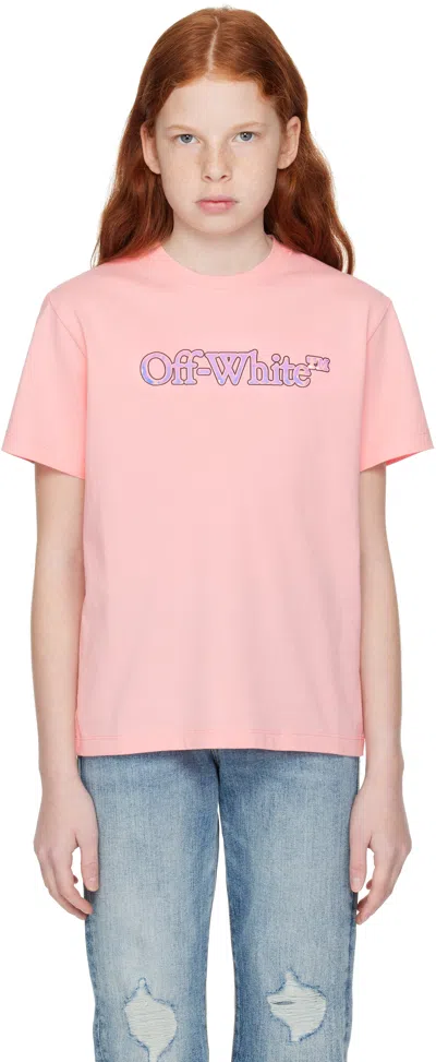 Off-white Kids Pink Big Bookish T-shirt In Pink - Silver