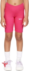 Off-white Off Stamp Ribbed Biker Shorts In Fuchsia Whi