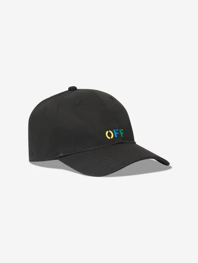 Off-white Kids' Logo Rainbow Baseball Cap In Black