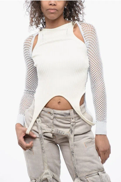 OFF-WHITE KNITTED CUT-OUT TOP WITH RACERBACK DESIGN