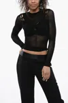 Off-white Knitted Mesh Top With Cut-out Detailing In Black
