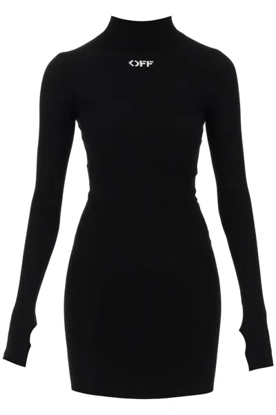 Off-white Off White Fluid Jersey Twist Mini Dress In Black