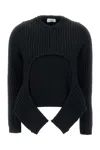 Off-white Black Cut-out Wool Sweater For Women In 1000