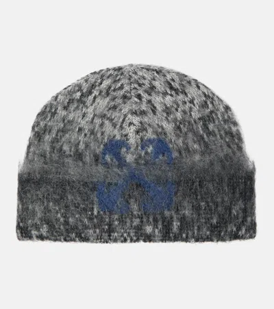 Off-white Label Mohair-blend Beanie In Grey