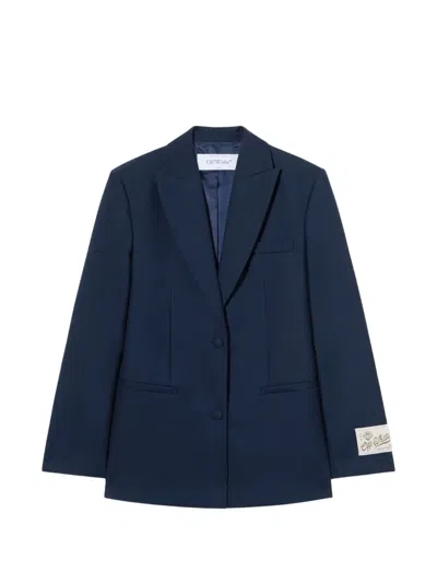 Off-white Label-patch Blazer In Blue