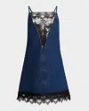 OFF-WHITE LACE 20S DENIM MINI SLIP DRESS