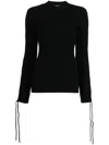Off-white Lace-detail Ribbed Top In Black